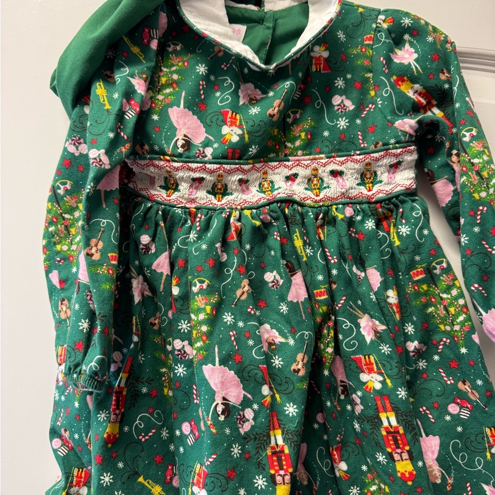 Bonnie Baby Green Holiday Nutcracker Dress with bloomers, 24m